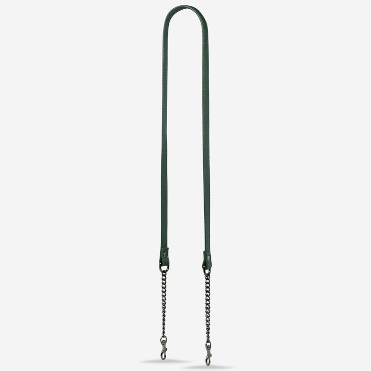 Green Status Anxiety Women Leather Strap With Chain - Green Bag Straps
