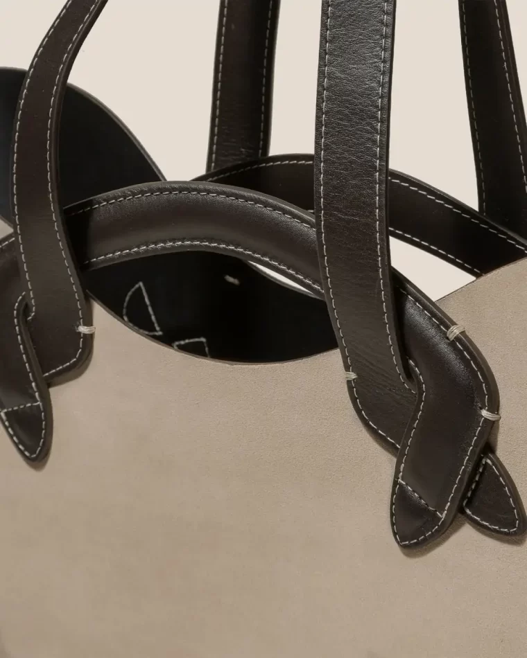 Grey/Dark Brown Carava Suede - Espadrille Suede Tote Bag Hereu Women Shoulder Bags - Image 2