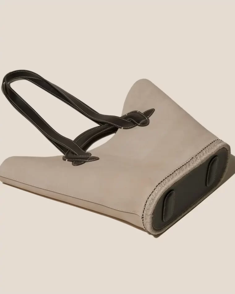Grey/Dark Brown Carava Suede - Espadrille Suede Tote Bag Hereu Women Shoulder Bags - Image 3