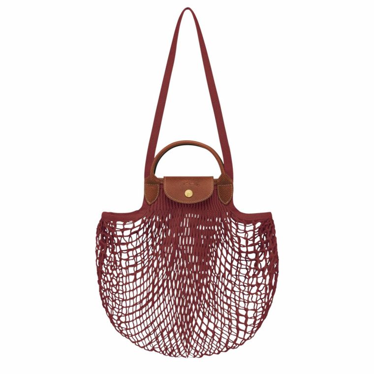 Handbags Le Pliage Filet L Mesh Bag Mahogany - Canvas Women Mahogany Longchamp