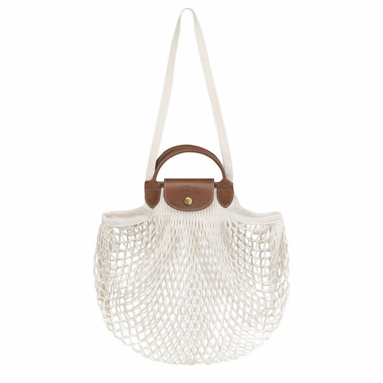 Handbags Women Ecru Le Pliage Filet L Mesh Bag Ecru - Canvas Longchamp