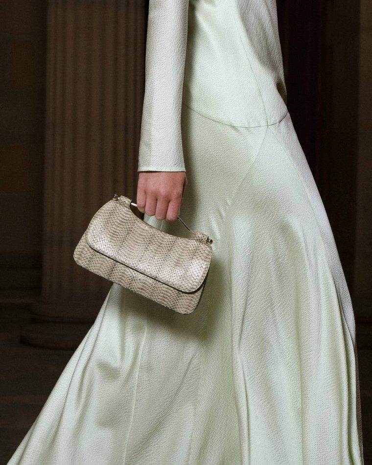 Harmony Strathberry Embossed-Snake Leather Vanilla Women Evening Bags