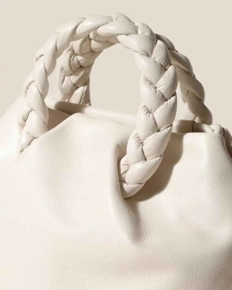Hereu Bombon M Supple Shiny - Plaited-Handle Leather Crossbody Bag Cream Crossbody Bags Women - Image 2