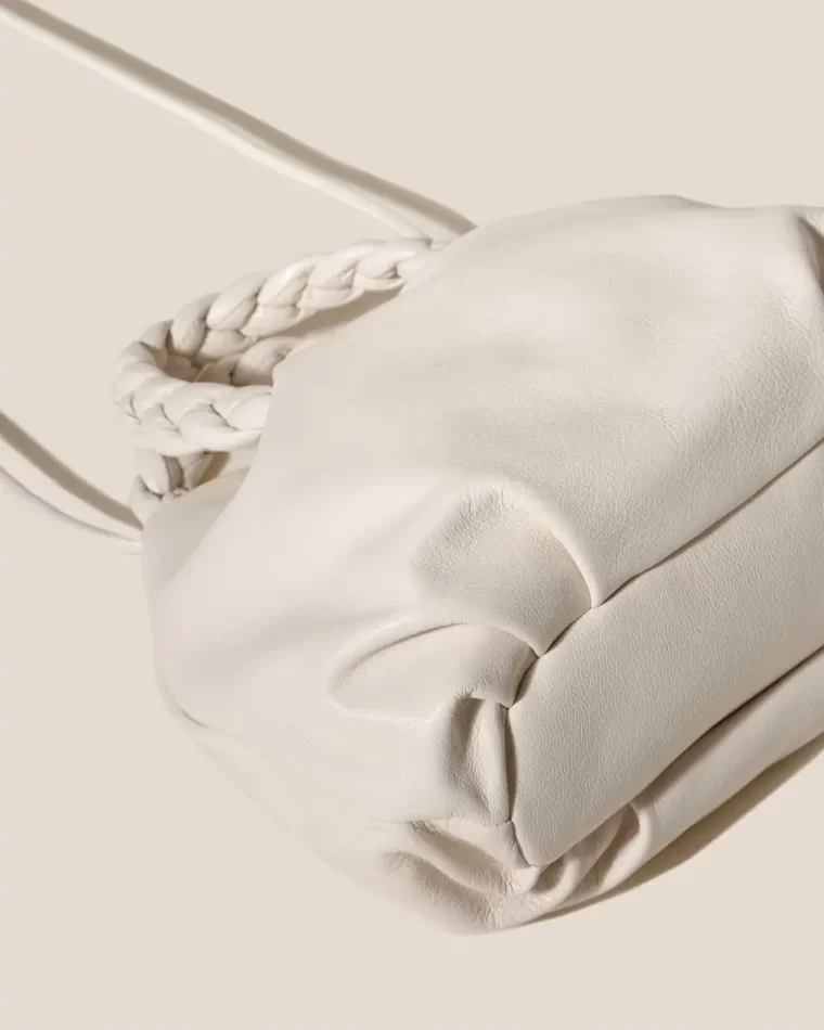 Hereu Bombon M Supple Shiny - Plaited-Handle Leather Crossbody Bag Cream Crossbody Bags Women - Image 4