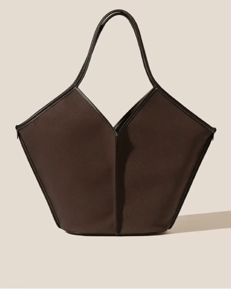 Hereu Calella - Leather-Trimmed Organic Cotton Tote Bag Shoulder Bags Women Dark Brown