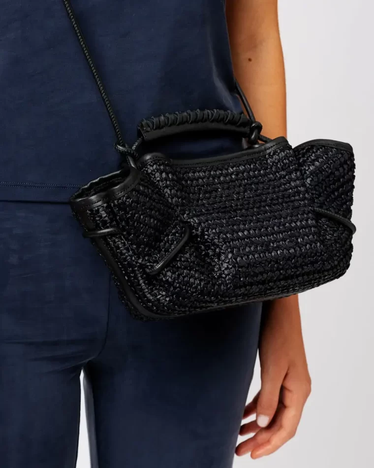 Hereu Crossbody Bags Women Arta Mini Raffia - Pleated Crossbody Bag Black - Image 5