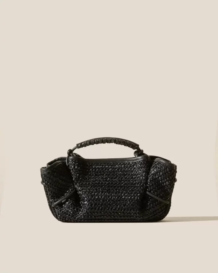Hereu Crossbody Bags Women Arta Mini Raffia - Pleated Crossbody Bag Black