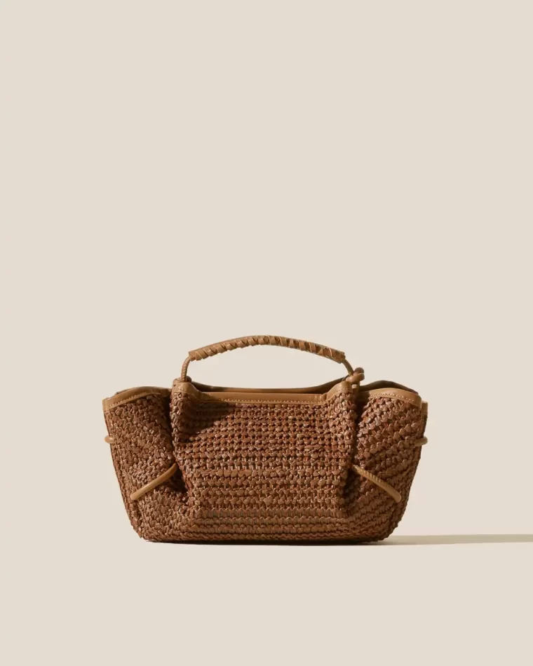 Hereu Crossbody Bags Women Arta Mini Raffia - Pleated Crossbody Bag Tan - Image 2