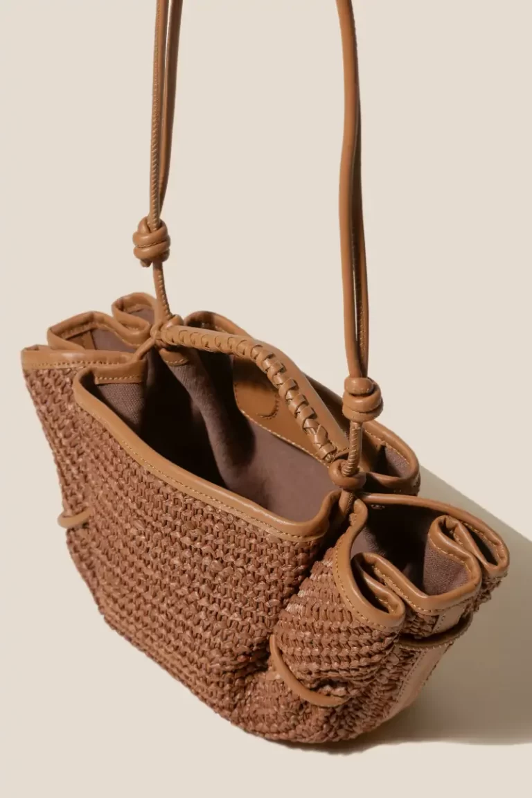 Hereu Crossbody Bags Women Arta Mini Raffia - Pleated Crossbody Bag Tan - Image 4