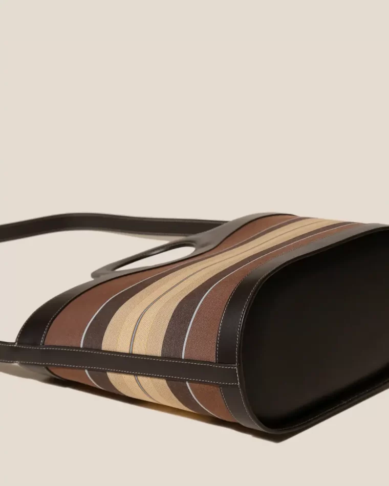Hereu Nasta Striped - Leather Framed Tote Bag Crossbody Bags Tan Dark Brown Women - Image 5