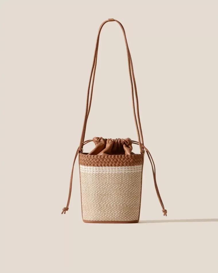 Hereu Palau Yute - Hand-Braided Mini Bucket Crossbody Bag Crossbody Bags Tan Women
