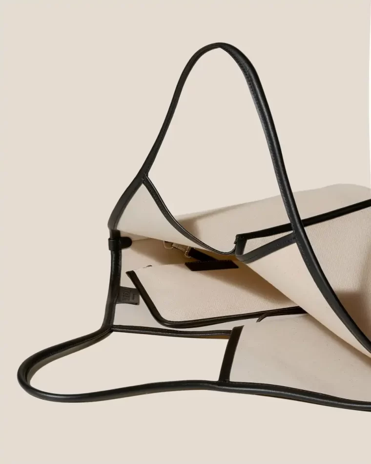 Hereu Shoulder Bags Beige/Black Women Calella - Leather-Trimmed Organic Cotton Tote Bag - Image 4