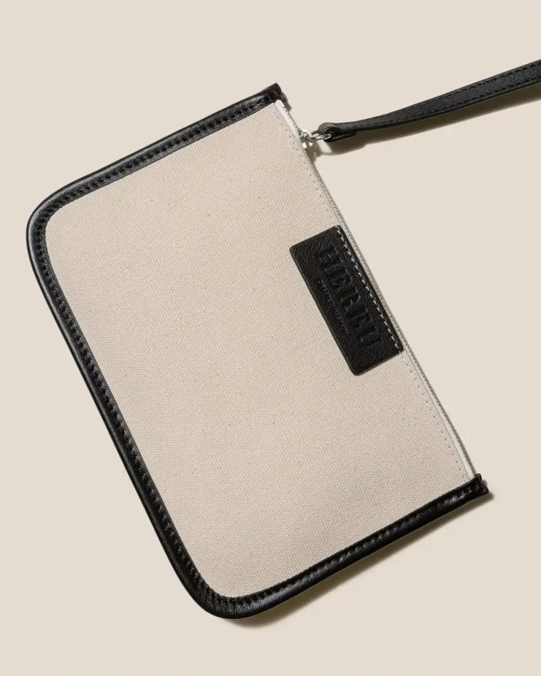 Hereu Shoulder Bags Beige/Black Women Calella - Leather-Trimmed Organic Cotton Tote Bag - Image 5