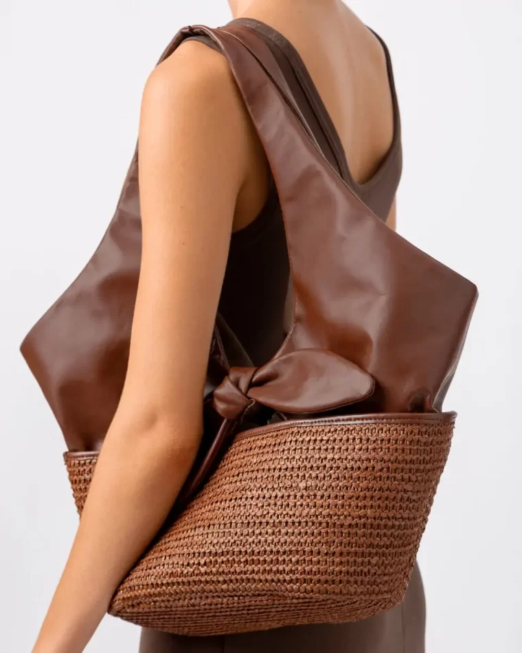 Hereu Shoulder Bags Tan Women Quini - Bow Detail Shoulder Bag - Image 5
