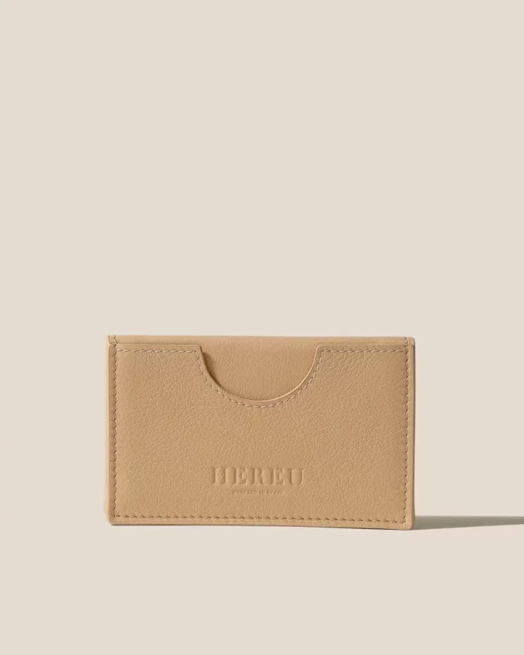 Hereu Small Leather Goods Sand Rodona - Foldable Leather Card Holder Men