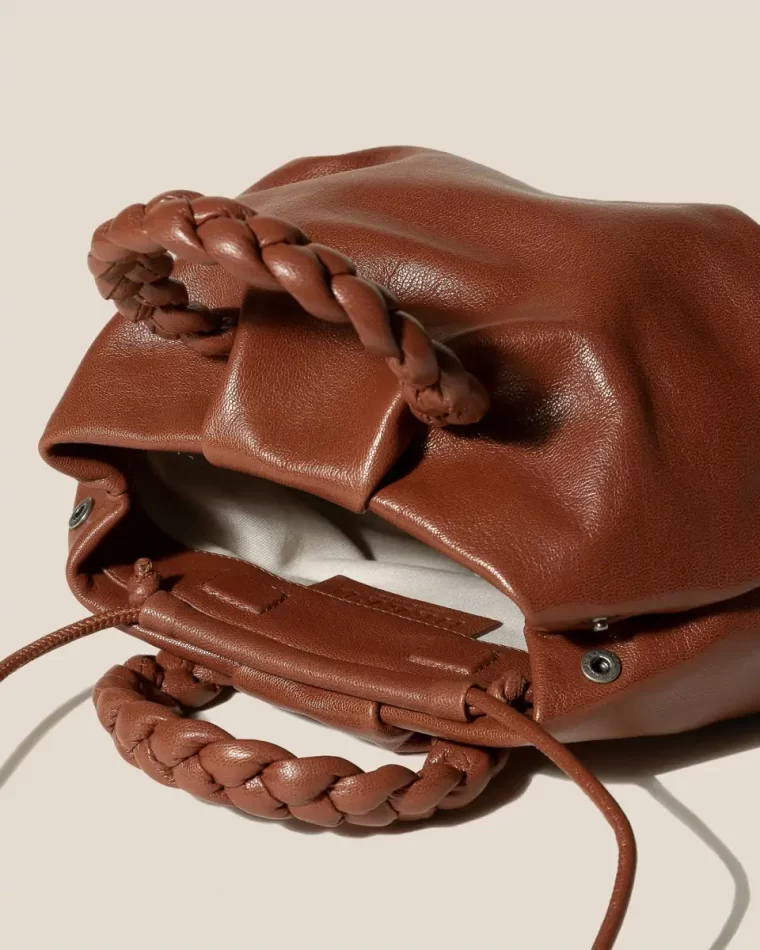 Hereu Women Crossbody Bags Brick Bombon M Supple Shiny - Plaited-Handle Leather Crossbody Bag - Image 3