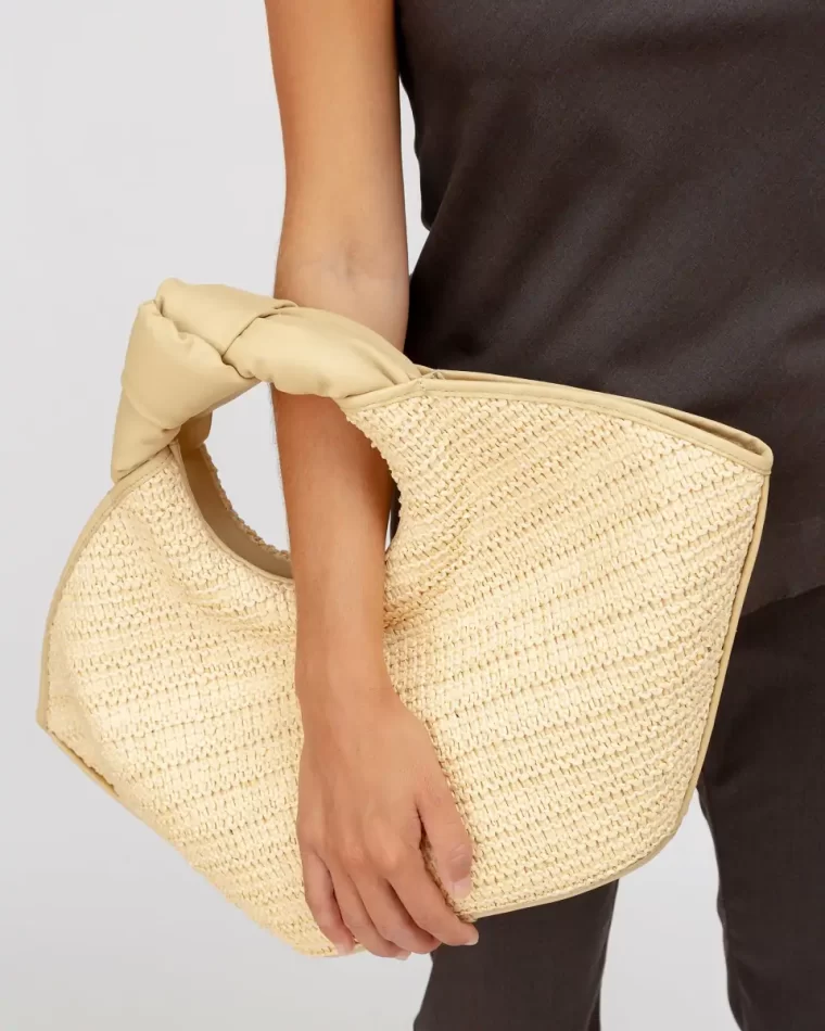 Hereu Women Tote Bags Natural/Sand Castell Raffia - Knotted-Handle Tote Bag - Image 2