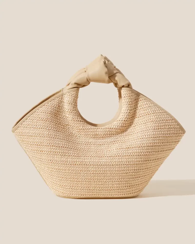 Hereu Women Tote Bags Natural/Sand Castell Raffia - Knotted-Handle Tote Bag