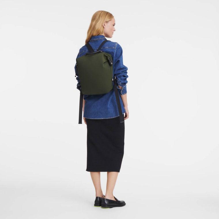Khaki Backpacks Longchamp Women Le Pliage Energy L Backpack Khaki - Recycled Canvas