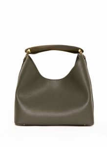 Khaki Green Women Boomerang Caviar Leather Khaki Green Boomerang Elleme