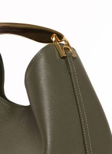 Khaki Green Women Boomerang Caviar Leather Khaki Green Boomerang Elleme - Image 4