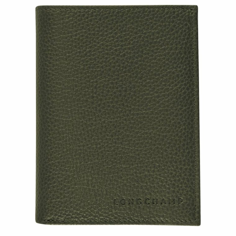 Khaki Le Foulonné Wallet Khaki - Leather Women Wallets Longchamp