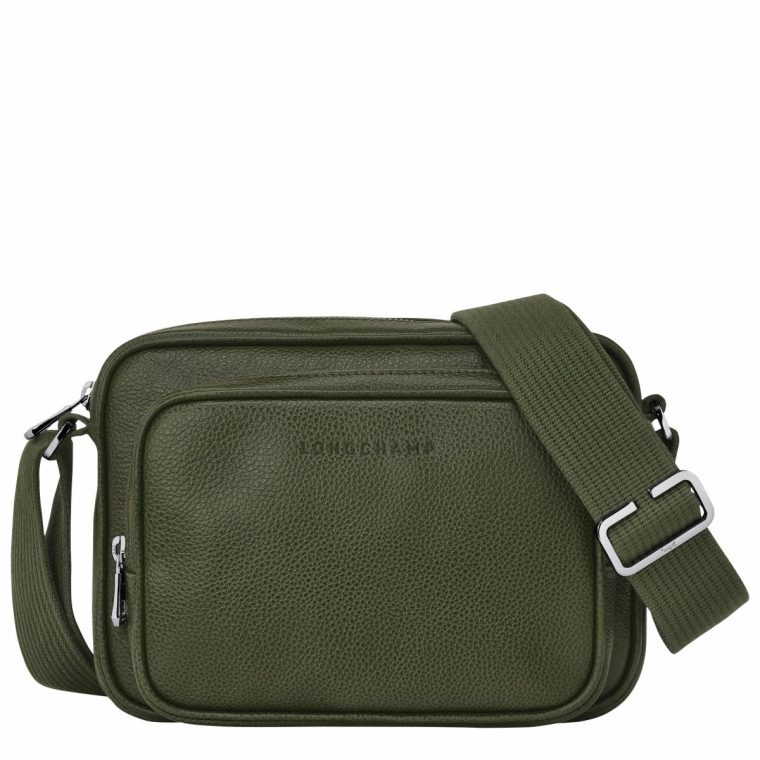 Khaki Men Longchamp Leather Bags Le Foulonné S Camera Bag Khaki - Leather