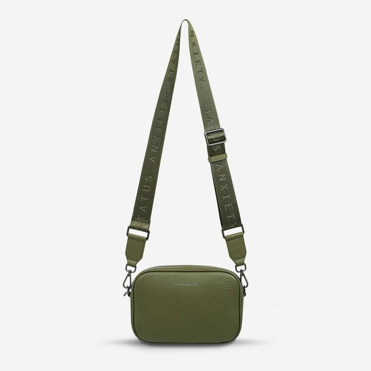 Khaki Status Anxiety Crossbody Plunder Bag With Webbed Strap - Khaki Women