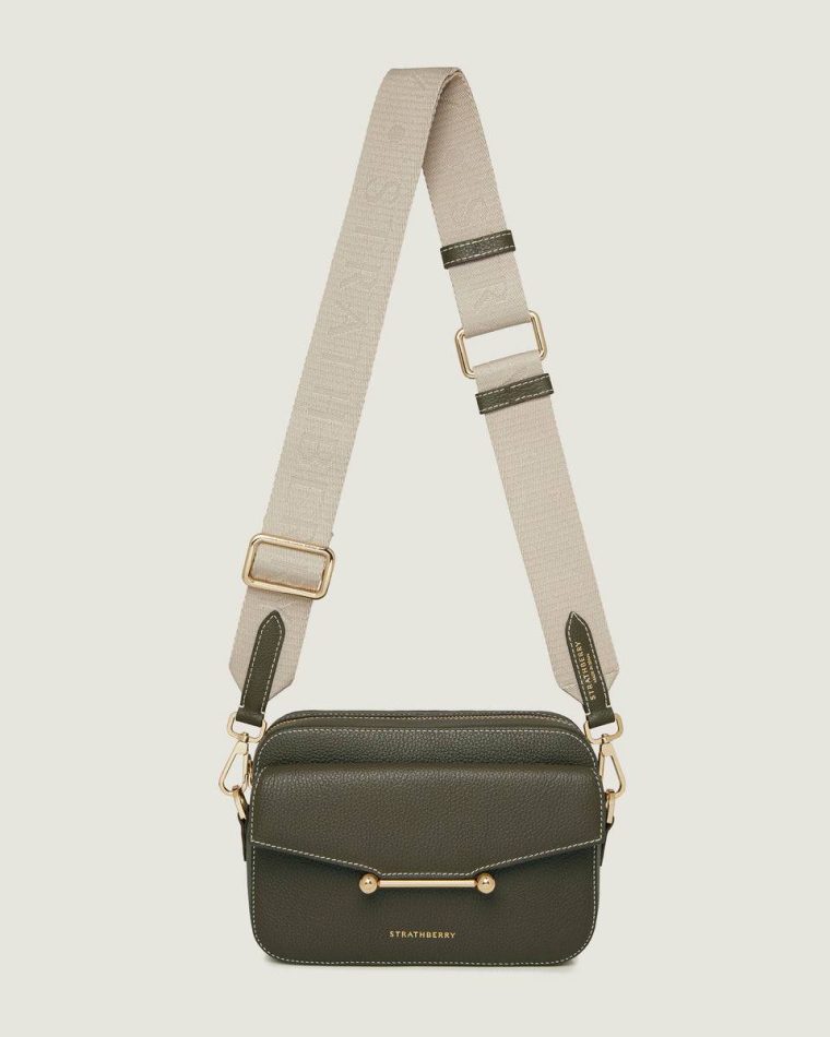 Khaki Women Strathberry Mosaic Camera Travel Bags - Image 3
