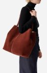 Large Calf Leather Daily Tote 100% Cowhide Leather Women Shoulder Bags Vanessa Bruno Cognac - Image 2