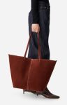 Large Calf Leather Daily Tote 100% Cowhide Leather Women Shoulder Bags Vanessa Bruno Cognac - Image 3