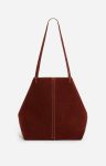 Large Calf Leather Daily Tote 100% Cowhide Leather Women Shoulder Bags Vanessa Bruno Cognac - Image 4