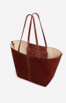 Large Calf Leather Daily Tote 100% Cowhide Leather Women Shoulder Bags Vanessa Bruno Cognac - Image 5
