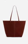 Large Calf Leather Daily Tote 100% Cowhide Leather Women Shoulder Bags Vanessa Bruno Cognac
