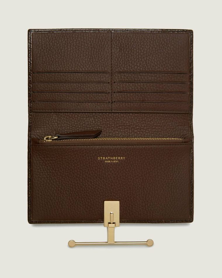 Large Melville Street Wallet Women Croc-Embossed Leather Chocolate Strathberry Wallets - Image 3