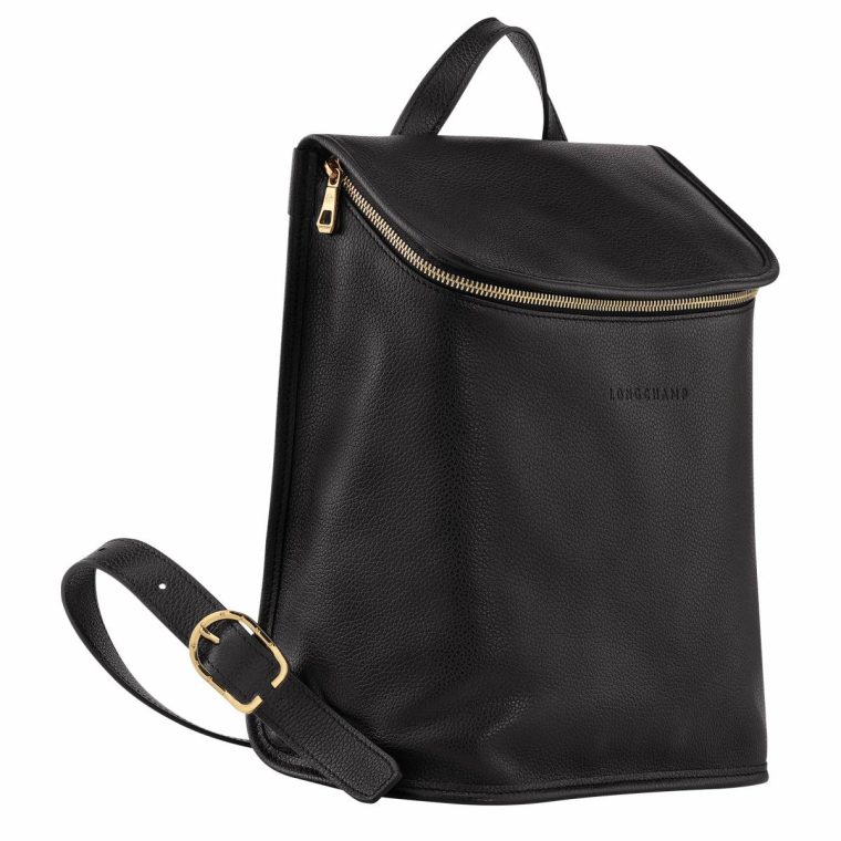Le Foulonné Backpack Black - Leather Women Black Leather Bags Longchamp - Image 3