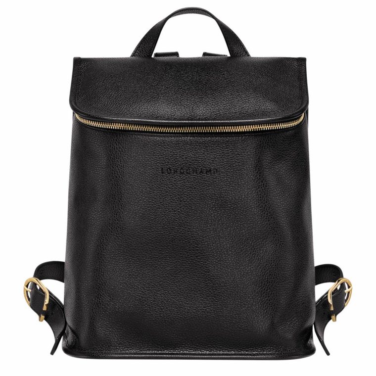Le Foulonné Backpack Black - Leather Women Black Leather Bags Longchamp