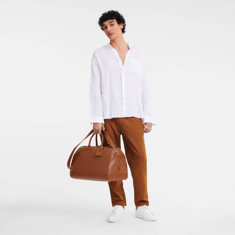 Le Foulonné L Travel Bag Caramel - Leather Caramel Travel Bags Longchamp Women - Image 2