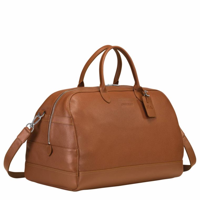 Le Foulonné L Travel Bag Caramel - Leather Caramel Travel Bags Longchamp Women - Image 3
