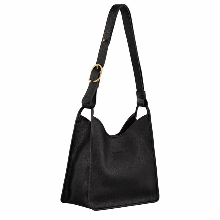 Le Foulonné M Hobo Bag Black - Leather Longchamp Black Leather Bags Women - Image 3