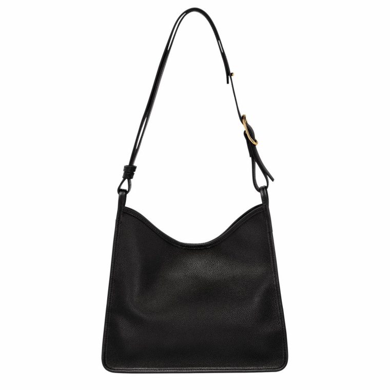 Le Foulonné M Hobo Bag Black - Leather Longchamp Black Leather Bags Women - Image 4
