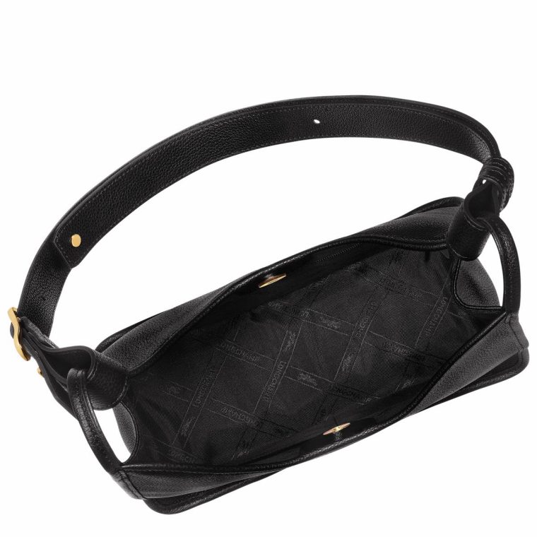 Le Foulonné M Hobo Bag Black - Leather Longchamp Black Leather Bags Women - Image 5