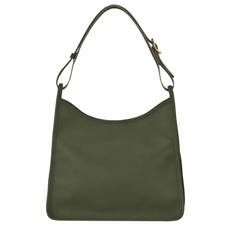 Le Foulonné M Hobo Bag Khaki - Leather Longchamp Leather Bags Khaki Women - Image 4