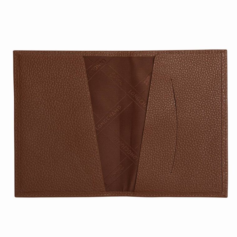 Le Foulonné Passport Cover Caramel - Leather Women Longchamp Pouches & Cases Caramel - Image 2