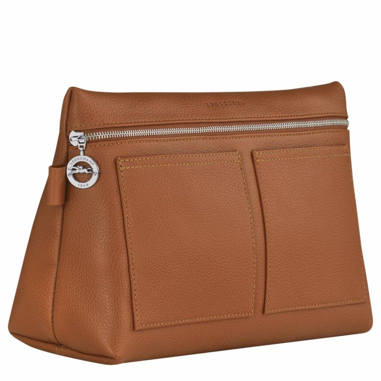 Le Foulonné Toiletry Case Caramel - Leather Caramel Travel Bags Longchamp Women - Image 2