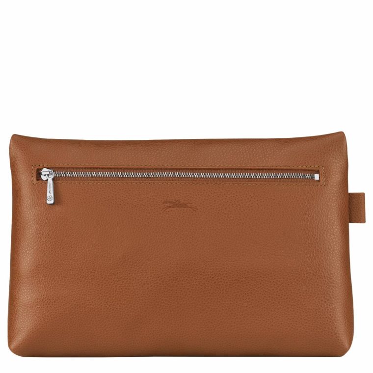 Le Foulonné Toiletry Case Caramel - Leather Caramel Travel Bags Longchamp Women - Image 3