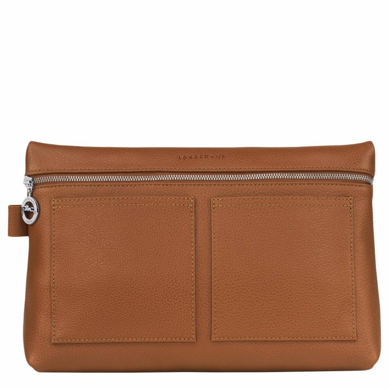 Le Foulonné Toiletry Case Caramel - Leather Caramel Travel Bags Longchamp Women