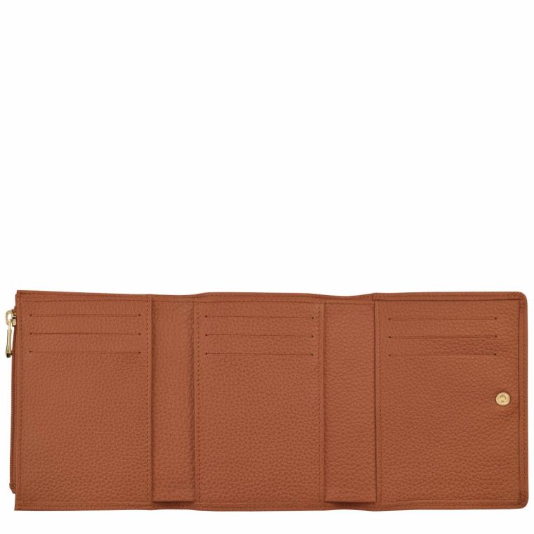 Le Foulonné Wallet Caramel - Leather Caramel Leather Wallets Longchamp Women - Image 3