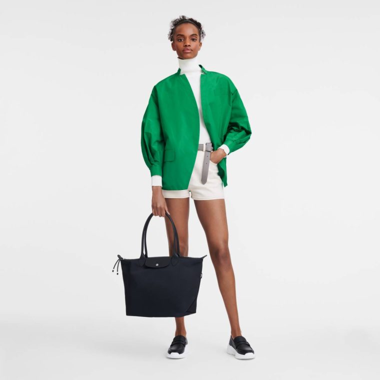 Le Pliage Energy L Tote Bag Black - Recycled Canvas Shoulder Bags Women Longchamp Black