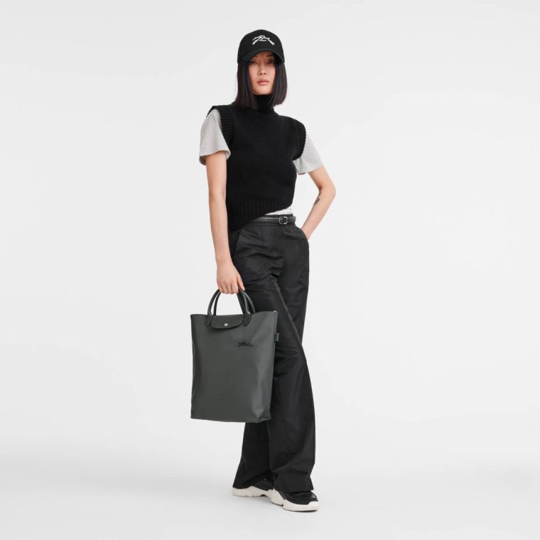 Le Pliage Green M Tote Bag Graphite - Canvas Women Handbags Longchamp Graphite - Image 2